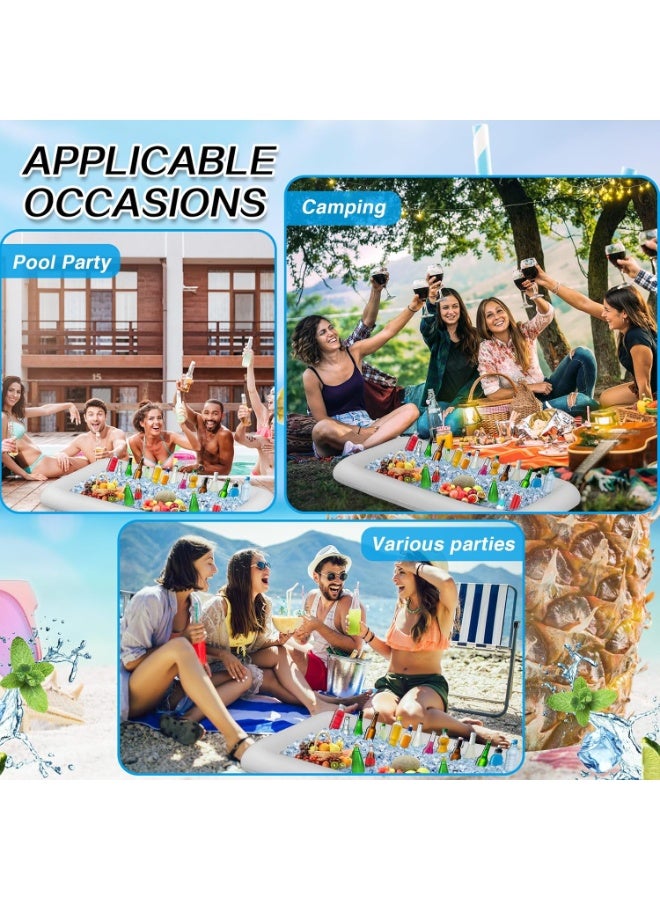 SwimBoBo Inflatable Ice Serving Buffet Bar with Drain Plug BBQ Picnic Pool Party Supplies Buffet Salad Food & Drinks Tray for Party Picnic & Camping (1PCS-135*65CM) - Image 5